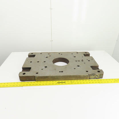 28-1/4" x 18" x 2-1/4" Thick Steel Jig Fixture Setup Plate W/6-1/2" Thru Hole