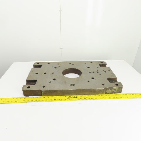 28-1/4" x 18" x 2-1/4" Thick Steel Jig Fixture Setup Plate W/6-1/2" Thru Hole