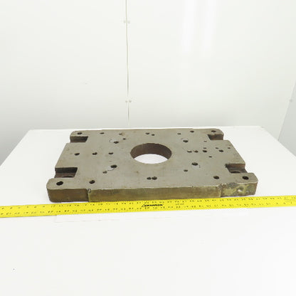 28-1/4" x 18" x 2-1/4" Thick Steel Jig Fixture Setup Plate W/6-1/2" Thru Hole