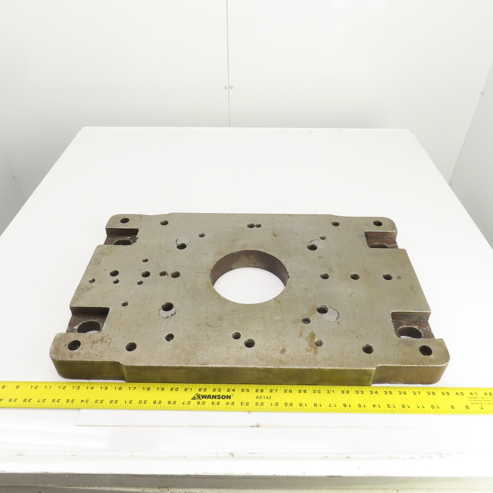 28-1/4" x 18" x 2-1/4" Thick Steel Jig Fixture Setup Plate W/6-1/2" Thru Hole