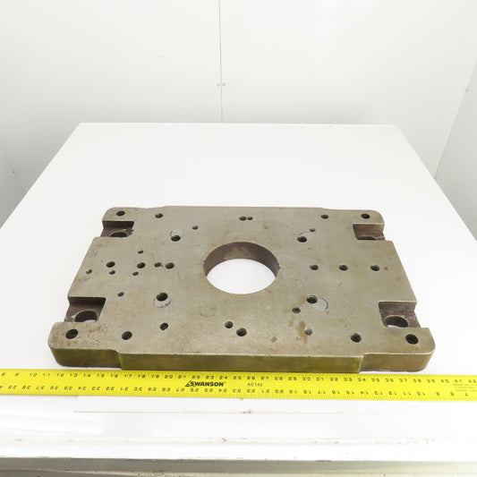 28-1/4" x 18" x 2-1/4" Thick Steel Jig Fixture Setup Plate W/6-1/2" Thru Hole
