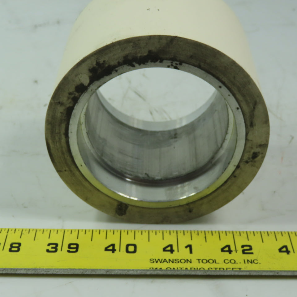Aluminum 2.970" Diam. x 2.755" White  Rubber Lagged Conveyor Roller