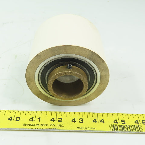 Aluminum 2.970" Diam. x 2.755" White  Rubber Lagged Conveyor Roller