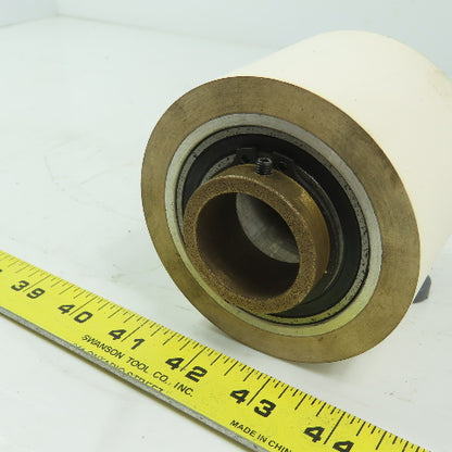 Aluminum 2.970" Diam. x 2.755" White  Rubber Lagged Conveyor Roller