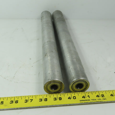 1-1/2" OD x 14" Aluminum Gravity Conveyor Roller 1/2" ID Bearings Lot of 2