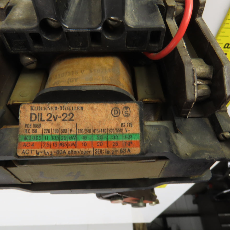 Klockner Moeller DIL-2v-22 80A 10-30HP Contactor 115V Coil 600V Max W/Overload