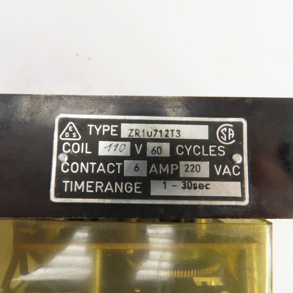 Dold ZR1u712T3 0-30 Sec. Time Relay 220V AC 6A 110V Coil