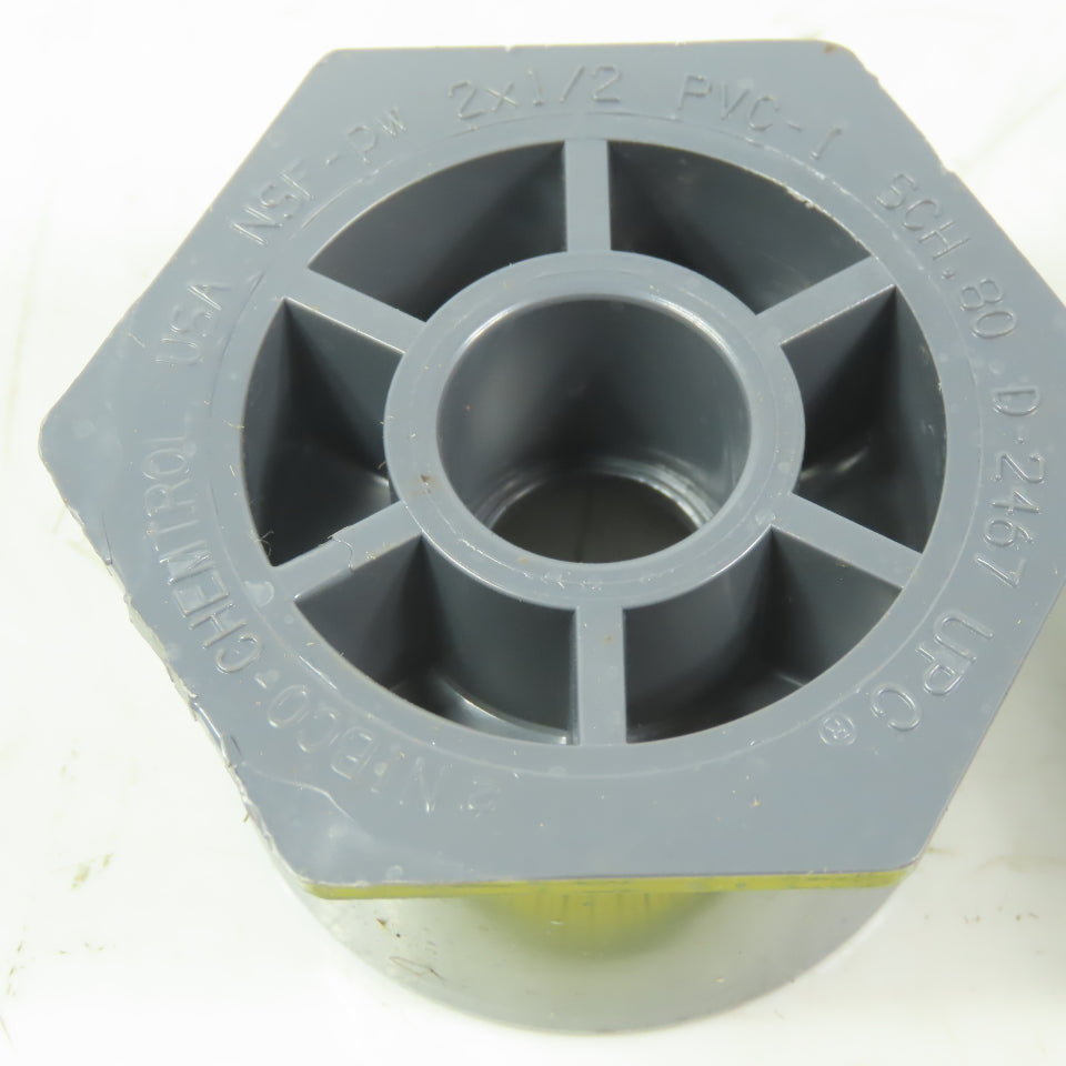 Chentrol/NIBCO PVC 2" Slip  X 1/2" Slip Reducer Bushing SCH80 Lot of 2