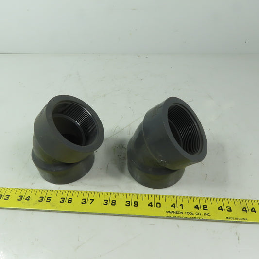 2" FPT x 2" FPT 45°  Elbow Gray Sch 80 PVC Lot of 2
