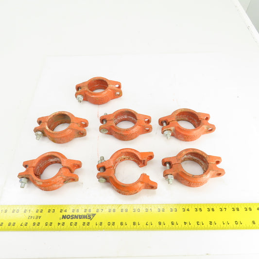 SPF 2" Ductile Iron Ridgid Pipe Coupling No Rubber Inserts Lot Of 7