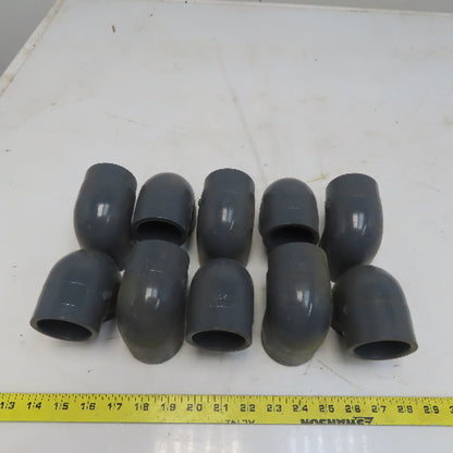 1-1/2" Slip Glue x 1-1/2" Slip Glue 90° Elbow Gray Sch 80 PVC Lot of 10