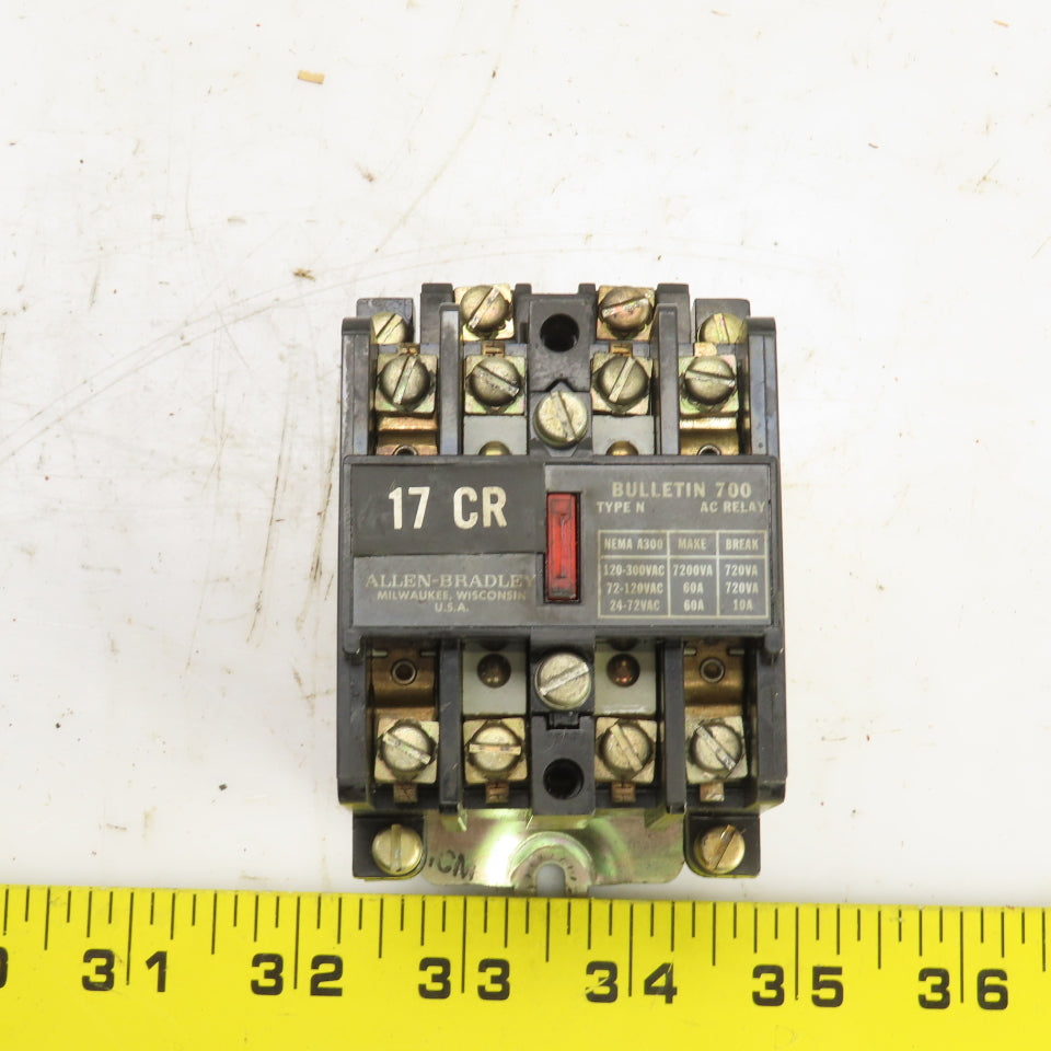 Allen Bradley 700-N400A1 Ser C Bulletin 700 Type N Control AC Relay 120V Coil