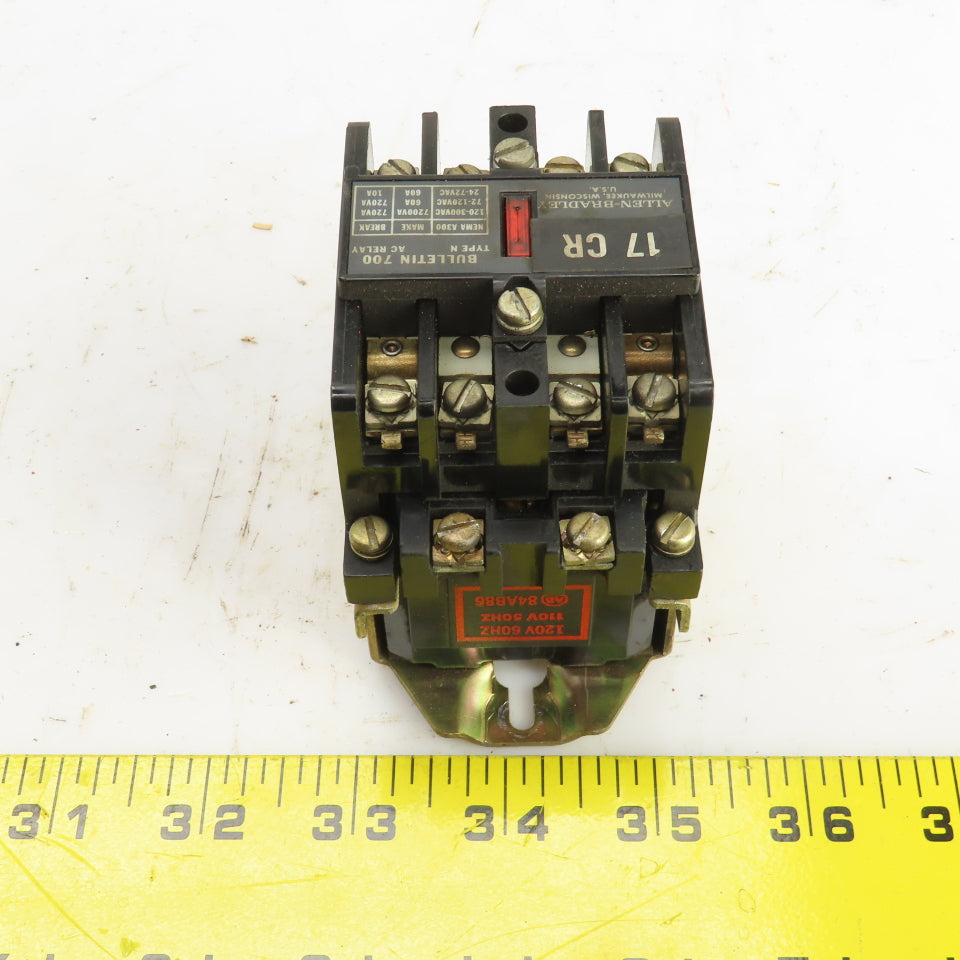Allen Bradley 700-N400A1 Ser C Bulletin 700 Type N Control AC Relay 120V Coil