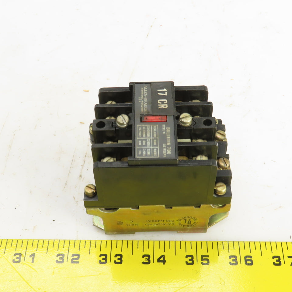 Allen Bradley 700-N400A1 Ser C Bulletin 700 Type N Control AC Relay 120V Coil