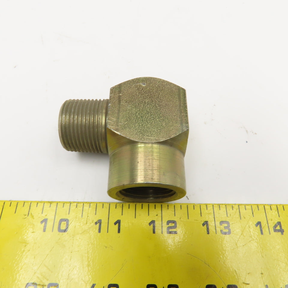 3/4" Male x 3/4" Female NPT Steel Hydraulic 90° Street Elbow
