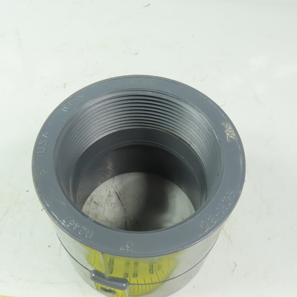 NIBCO 3" FPT x 3" Slip Schedule 80 Gray PVC Straight Pipe Coupling