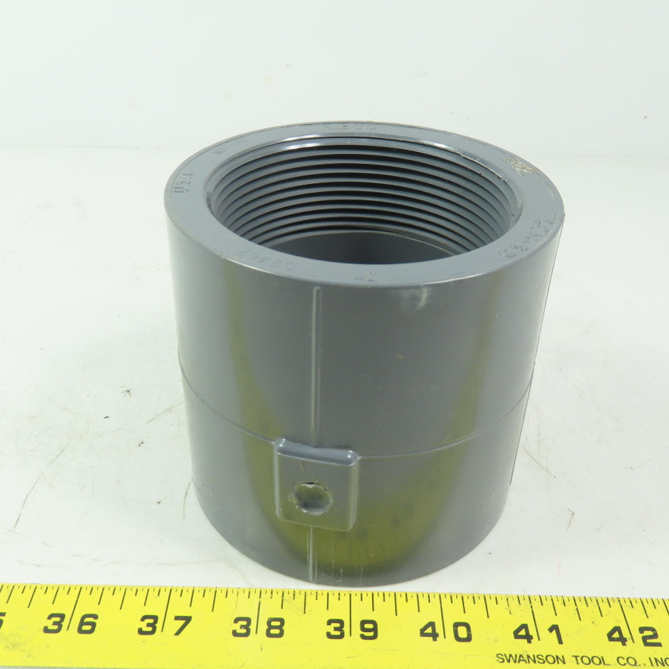 NIBCO 3" FPT x 3" Slip Schedule 80 Gray PVC Straight Pipe Coupling