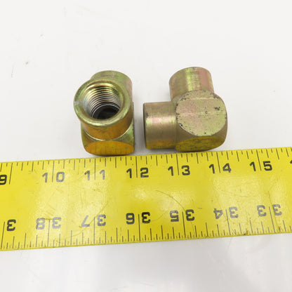 1/2" NPT Female x 1/2" NPT Female Hydraulic Steel Elbow 90° Lot Of 2
