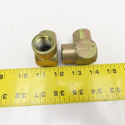1/2" NPT Female x 1/2" NPT Female Hydraulic Steel Elbow 90° Lot Of 2