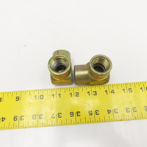 1/2" NPT Female x 1/2" NPT Female Hydraulic Steel Elbow 90° Lot Of 2
