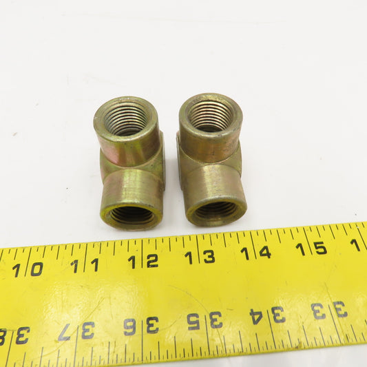 1/2" NPT Female x 1/2" NPT Female Hydraulic Steel Elbow 90° Lot Of 2