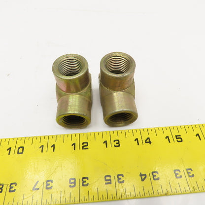 1/2" NPT Female x 1/2" NPT Female Hydraulic Steel Elbow 90° Lot Of 2