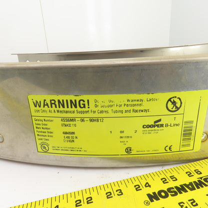 Cooper 90HB12 Stainless Steel 90 Deg Ladder Cable Tray 6"W x 4"H