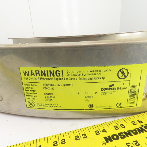 Cooper 90HB12 Stainless Steel 90 Deg Ladder Cable Tray 6"W x 4"H