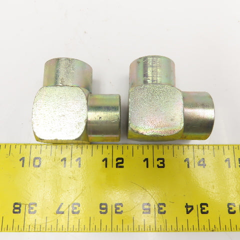 1/2" x 1/2" NPT Female Steel Hydraulic Elbow 90° Lot Of 2