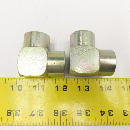 1/2" x 1/2" NPT Female Steel Hydraulic Elbow 90° Lot Of 2