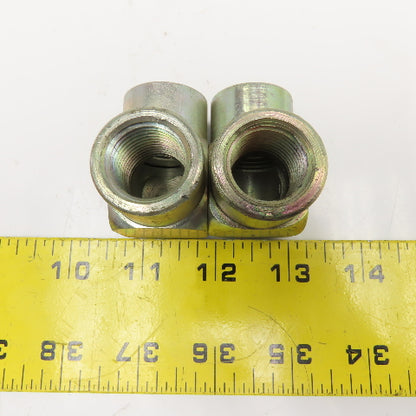 1/2" x 1/2" NPT Female Steel Hydraulic Elbow 90° Lot Of 2
