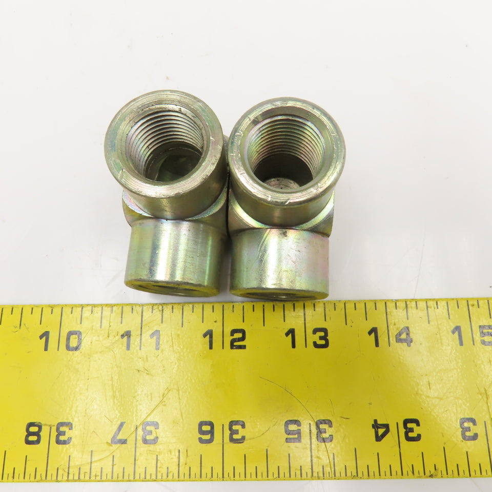 1/2" x 1/2" NPT Female Steel Hydraulic Elbow 90° Lot Of 2