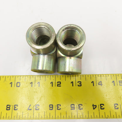 1/2" x 1/2" NPT Female Steel Hydraulic Elbow 90° Lot Of 2