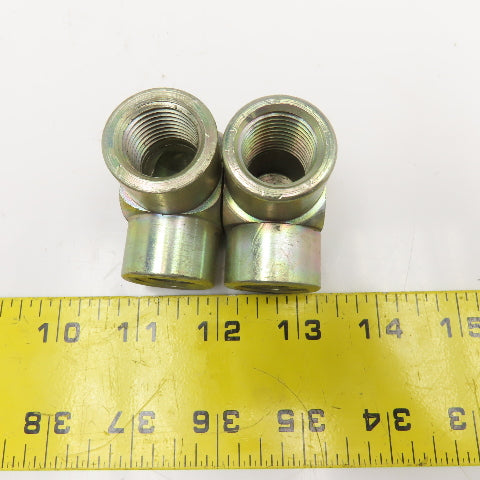 1/2" x 1/2" NPT Female Steel Hydraulic Elbow 90° Lot Of 2