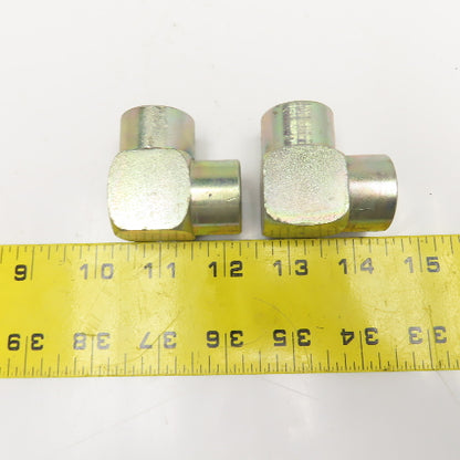 1/2" x 1/2" NPT Female Steel Hydraulic Elbow 90° Lot Of 2