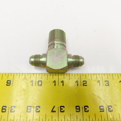 1/2" NPT Male x 3/8" JIC x 3/8" x JIC Male Branch Tee