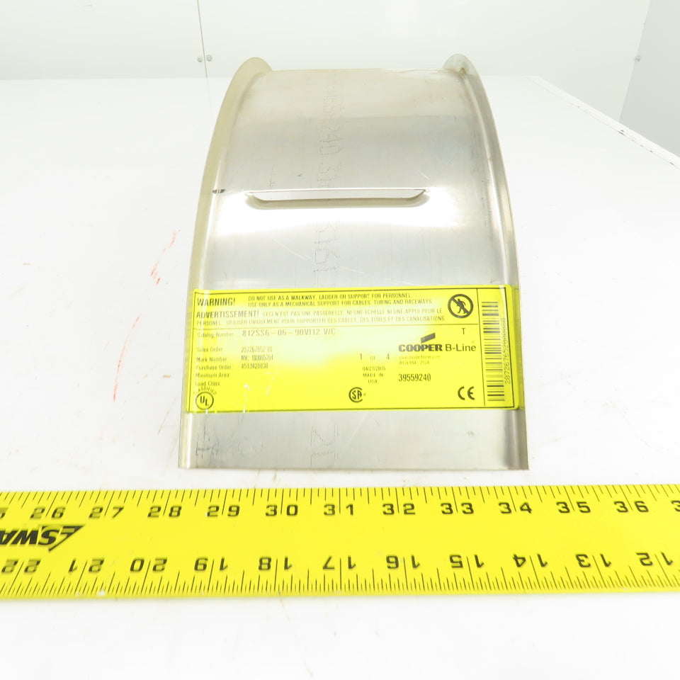 Cooper 812SS-06-90VI12 6" Wide Stainless Steel 90° Cable Tray Cover Inside Bend