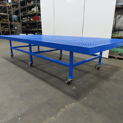6' x 13' Perforated Steel Top Air Drying Work Bench Table On Casters 32" Tall