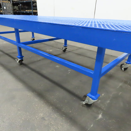 6' x 13' Perforated Steel Top Air Drying Work Bench Table On Casters 32" Tall