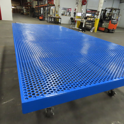6' x 13' Perforated Steel Top Air Drying Work Bench Table On Casters 32" Tall