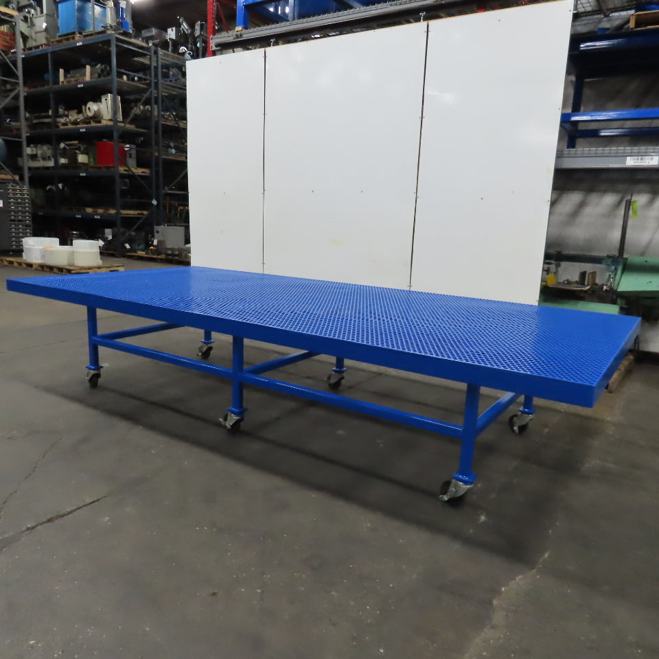 6' x 13' Perforated Steel Top Air Drying Work Bench Table On Casters 32" Tall