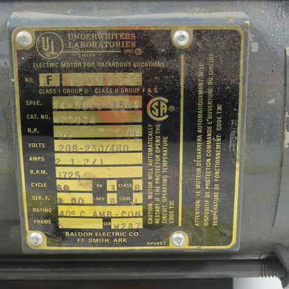 Baldor M7006A 1/2HP Electric Motor 1725RPM 208-230/460V3PH 56 Frame