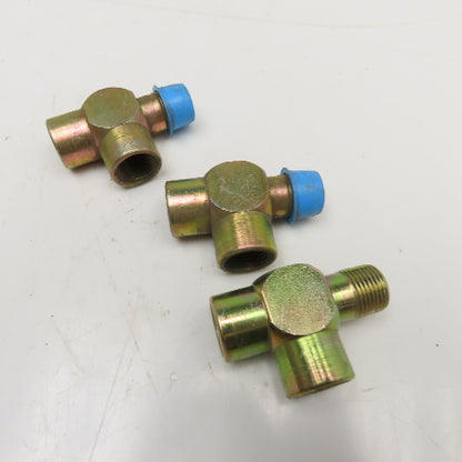 3/8 NPT Male x 3/8 NPT Female x 3/8 NPT Female Steel Hydraulic Run Tee Lot Of 3