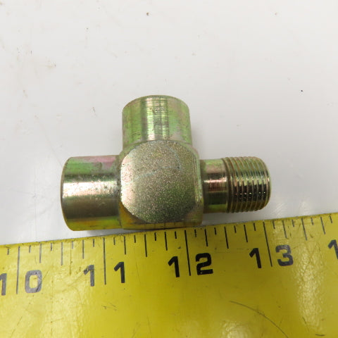 3/8 NPT Male x 3/8 NPT Female x 3/8 NPT Female Steel Hydraulic Run Tee Lot Of 3
