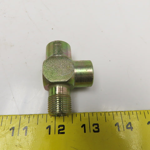 3/8 NPT Male x 3/8 NPT Female x 3/8 NPT Female Steel Hydraulic Run Tee Lot Of 3