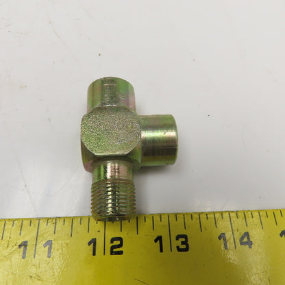 3/8 NPT Male x 3/8 NPT Female x 3/8 NPT Female Steel Hydraulic Run Tee Lot Of 3