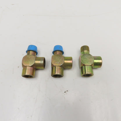 3/8 NPT Male x 3/8 NPT Female x 3/8 NPT Female Steel Hydraulic Run Tee Lot Of 3