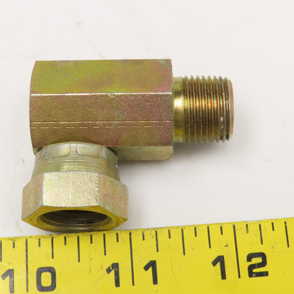 3/8" (-6) NPSM Female Swivel x 3/8-18 NPSM Male Elbow Adaptor