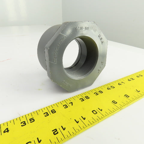 Nibco 4518-3 Chemtrol 3" x 2" Sch-80 PVC Flush Spigot x FPT THD Bushing