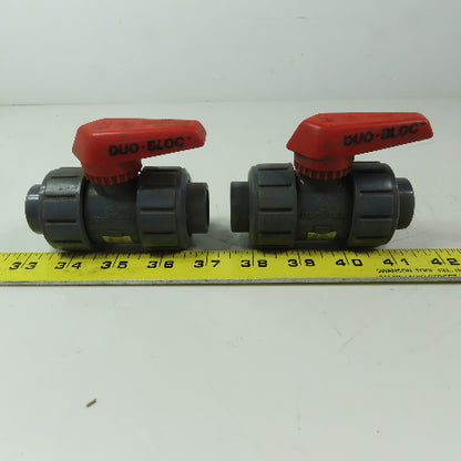 ASAHI Valve Duo-Bloc 1/2" Slip Gray PVC Ball Valve Lot of 2